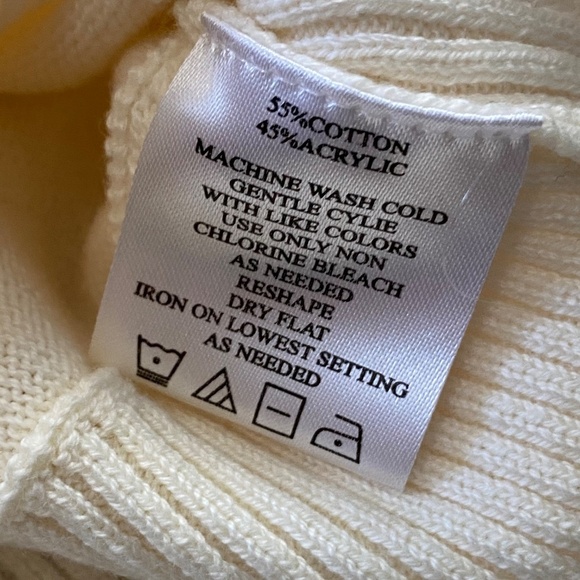 Pierre Cardin White Ribbed Trim Deep V-Neck Relaxed Ivory Sweater Size S - Picture 5 of 8